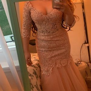 PROM DRESS LIGHT PINK / GOLD TONES WITH GEMS